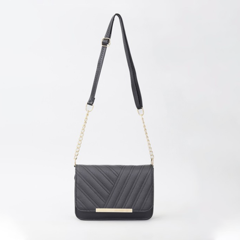 PU Structured Sling Bag with Quilted